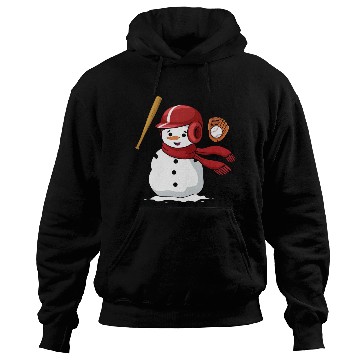 Discover Funny snowman playing baseball Hoodies