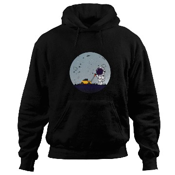 Discover Astronaut mowing the moon planet with a lawn mower Hoodies
