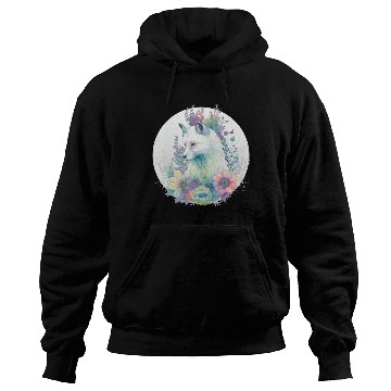 Discover Cute Arctic Fox Flower Crown Animal Lovers Hoodies