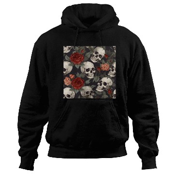 Discover Skulls & Red Roses Pattern Dark Elegant Gothic Hoodies