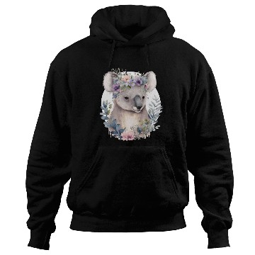 Discover Watercolor Koala Bear Flower Crown Floral Hoodies