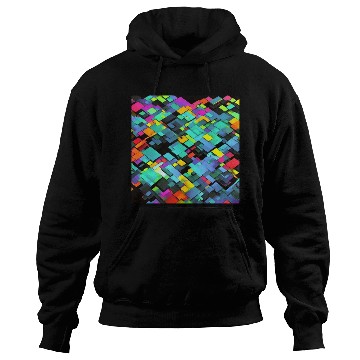 Discover ABSTRACT PAINTING basecolor WATERBASE cube BLACK Hoodies