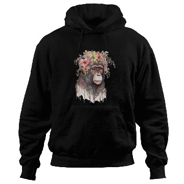 Discover Cute Monkey Flower Crown Floral Watercolor Hoodies