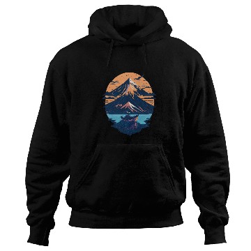 Discover Serene Mount Fuji Sunset Peaceful River Scenery Hoodies