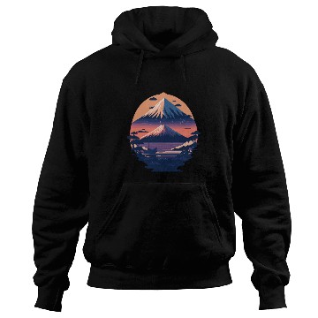 Discover Serene Mount Fuji Sunset Peaceful River Scenery Hoodies