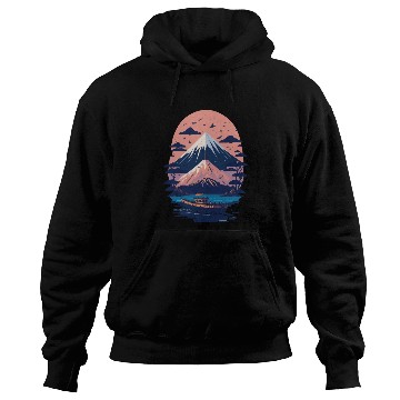 Discover Serene Mount Fuji Sunset Peaceful River Scenery Hoodies