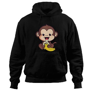 Discover cute monkey eats a banana Hoodies
