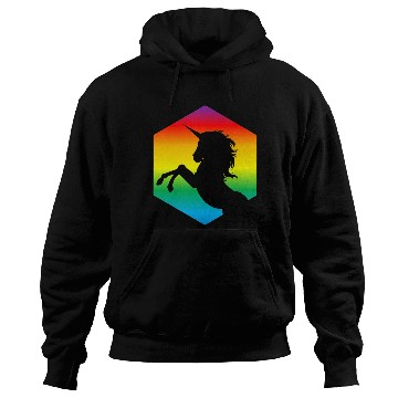 Discover Rainbow Unicorn d20 Silhouette | TTRPG Pride Hoodies