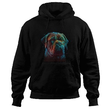 Discover AI-Generated Dogue de Bordeaux Neon Art Hoodies