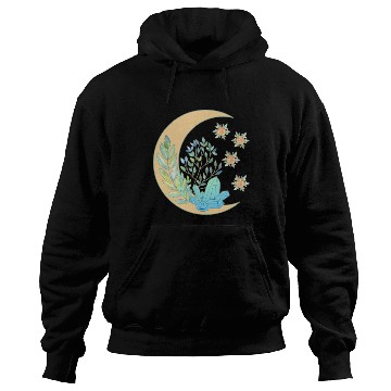 Discover Floral Crescent Moon Healing Crystal Garden Witch Hoodies