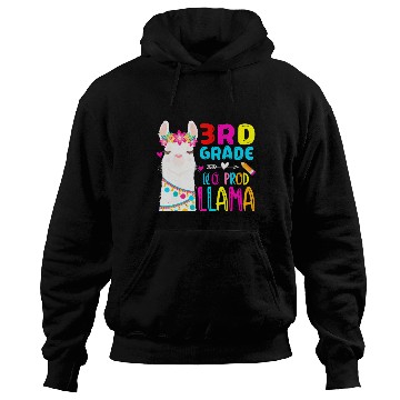 Discover Team 3rd Grade Teacher Rainbow No Prob Llama Back Hoodies