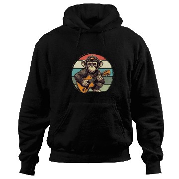 Discover Monkey Chimpanzee Playing Acousitc Rock Guitar Hoodies