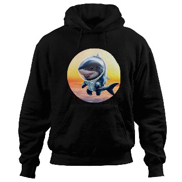 Discover Shark astronaut at sunset Hoodies
