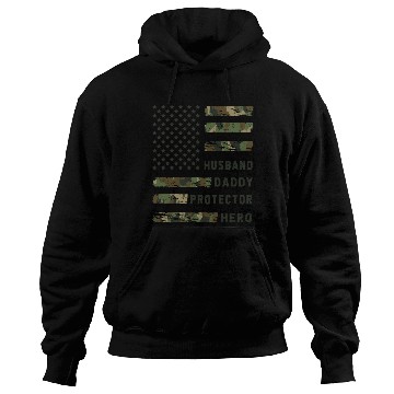 Discover Husband Daddy Protector Hero Army Hoodies