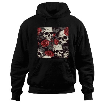 Discover Dark Pattern Skulls & Red Roses Elegant Gothic Hoodies
