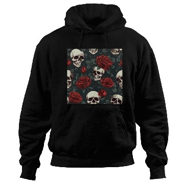 Discover Dark Elegant Gothic Pattern Skulls & Red Roses Hoodies