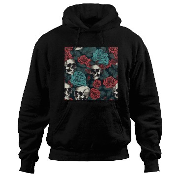Discover Gothic Skulls & Red Roses Pattern Dark Elegant Hoodies