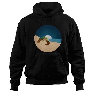 Discover Night Serenity: Sea Turtle by the Moon Hoodies