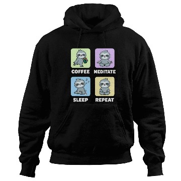 Discover Sloth Coffee Meditate Sleep Repeat Kawaii Hoodies