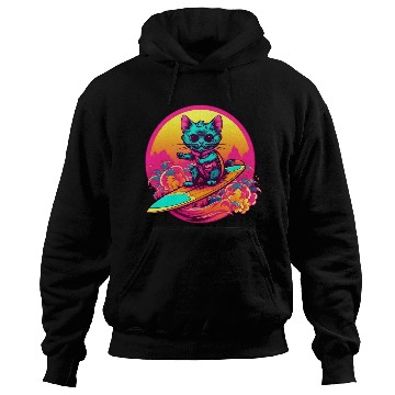 Discover Cool Retro Surfing Cat Hoodies