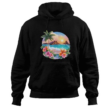 Discover Tropical Serenity: Majestic Palm Tree and Sunset Hoodies