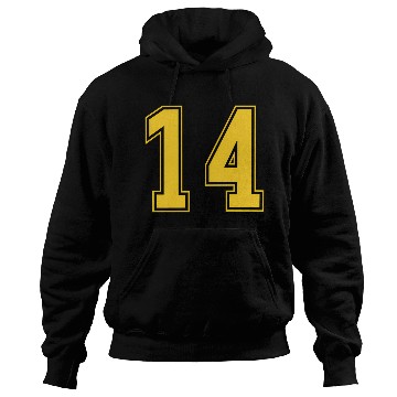 Discover Yellow Number 14 Team Junior Sports Numbered Hoodies