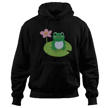 Discover Green Frog on Lotus Leaf vector. Hoodies