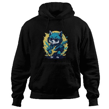 Discover Rockin' Wolf Cub, Fun Cute Illustration Hoodies Design