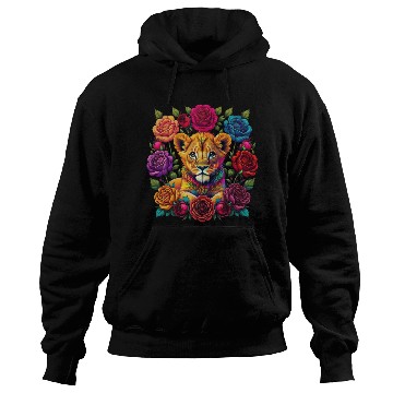 Discover Floral Serenity: A Lion Cub's Innocence Hoodies