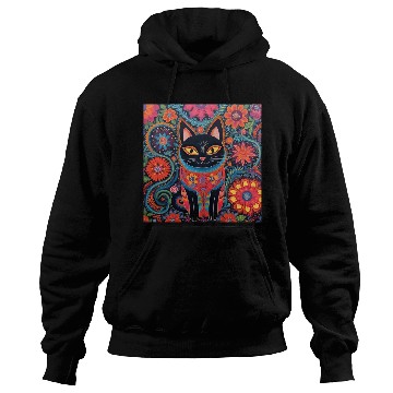 Discover Folk Art Cat Floral Hoodies