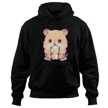 Discover Kawaii hamster with bubble tea Hoodies
