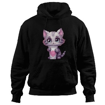 Discover Cute cat with cup of coffee! Hoodies