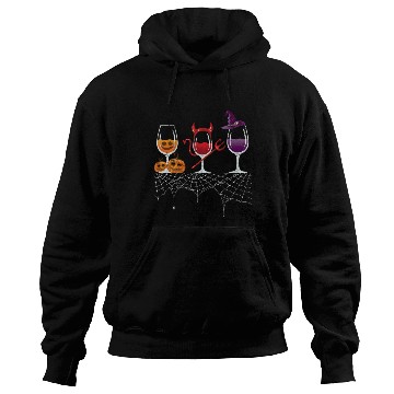 Discover Halloween Red Wine Glass Pumpkin Devil Witch Hoodies