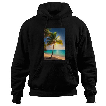 Discover the Palm tree with sun shine logo design Hoodies