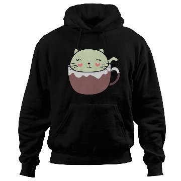 Discover Mint Hot Cocoa Cat in Coffee Mug Hoodies