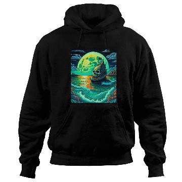 Discover Pirate Ship With A Skull At Full Moon Hoodies