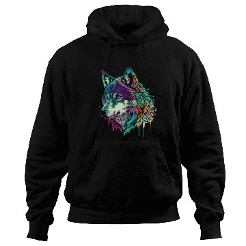 Discover Vibrant Psychedelic Wolf Illustration Hoodies