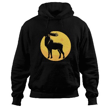 Discover moose elk deer in the moon light Hoodies