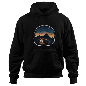 Discover Camper Sitting By A Campfire Hoodies