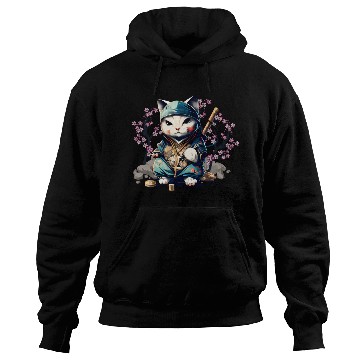 Discover Samurai Cat Anime Kawaii Japanese Style Hoodies
