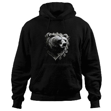 Discover Dark muzzle black and white Hoodies Russian Ornam.