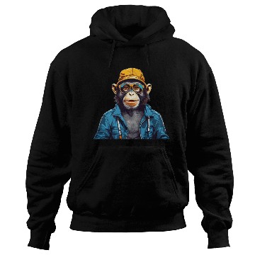 Discover Smiling monkey wearing sunglasses and bucket hat Hoodies
