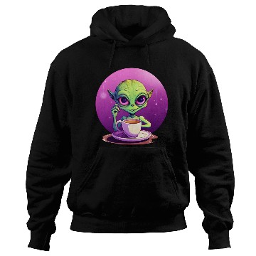 Discover midnight Coffee: The Green Alien Drinker Hoodies