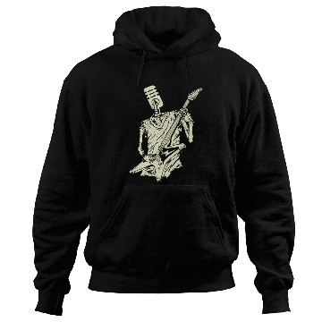 Discover Funny Microphone Skeleton Playing Electric Guitar Hoodies