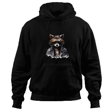 Discover Cool raccoon in black jacket Hoodies