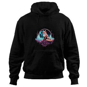 Discover Celestial moon flower fox sitting tall Hoodies