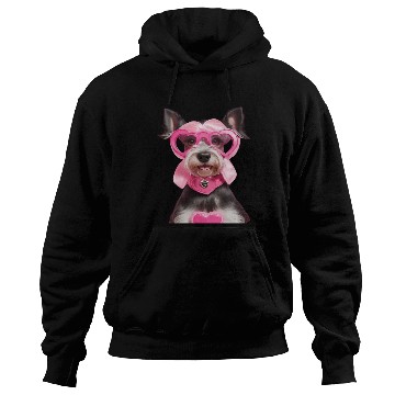 Discover Schnauzer wearing Pink & Silver Heart Hoodies