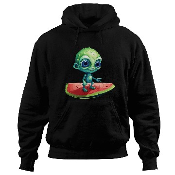 Discover Green Alien Meets Watermelon: Exotic Encounter Hoodies