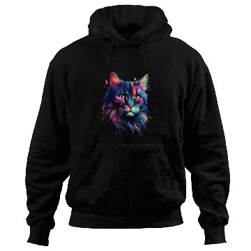 Discover Cat Face MaineCoon Cat In Color Hoodies