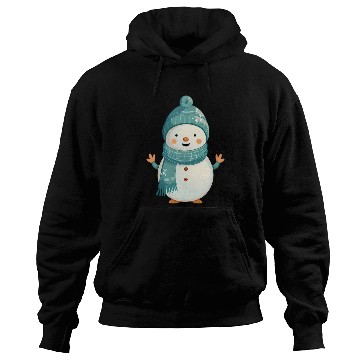 Discover Cute Snowman with Green Beanie and Scarf Hoodies